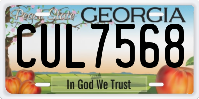 GA license plate CUL7568