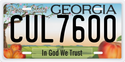 GA license plate CUL7600