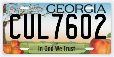 GA license plate CUL7602