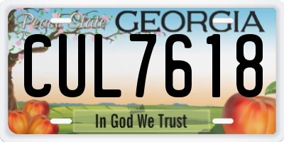 GA license plate CUL7618