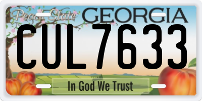 GA license plate CUL7633
