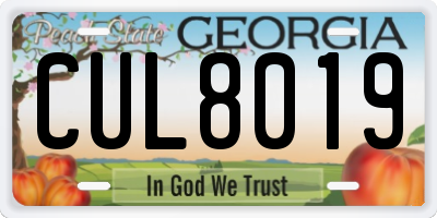 GA license plate CUL8019