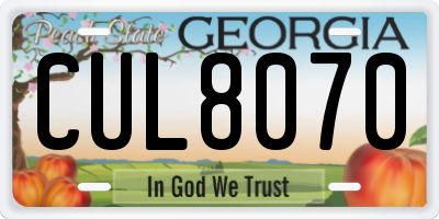 GA license plate CUL8070