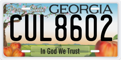 GA license plate CUL8602