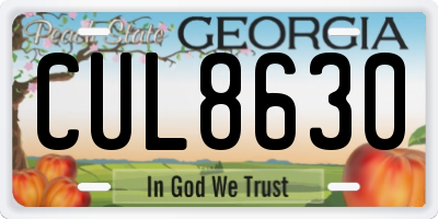 GA license plate CUL8630