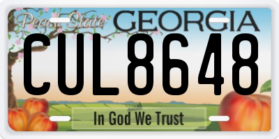 GA license plate CUL8648
