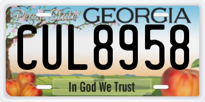GA license plate CUL8958