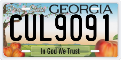 GA license plate CUL9091