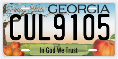 GA license plate CUL9105