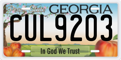 GA license plate CUL9203
