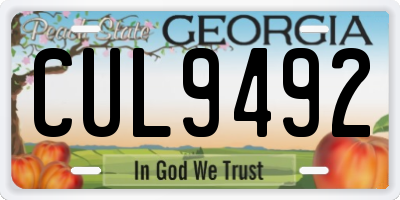 GA license plate CUL9492
