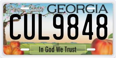 GA license plate CUL9848