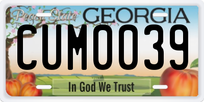 GA license plate CUM0039