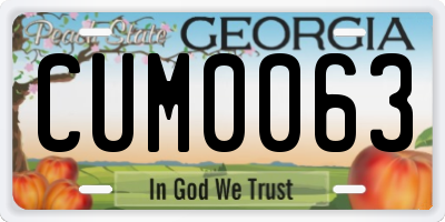 GA license plate CUM0063