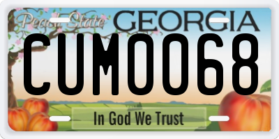 GA license plate CUM0068