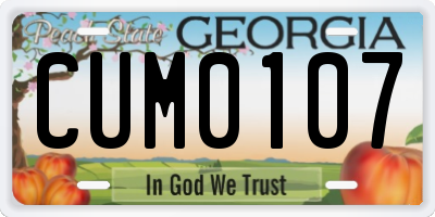 GA license plate CUM0107