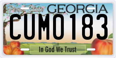 GA license plate CUM0183