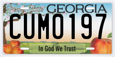 GA license plate CUM0197