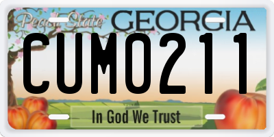 GA license plate CUM0211