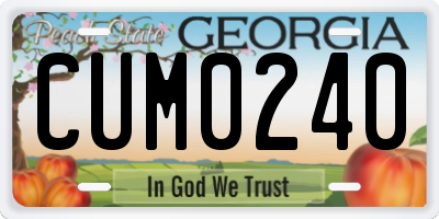 GA license plate CUM0240