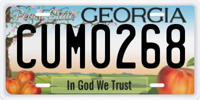 GA license plate CUM0268