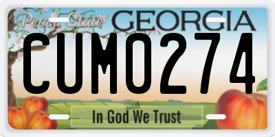 GA license plate CUM0274