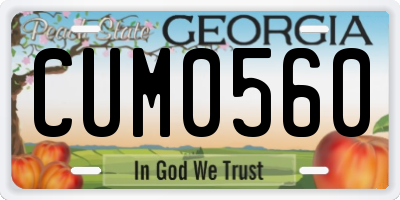 GA license plate CUM0560