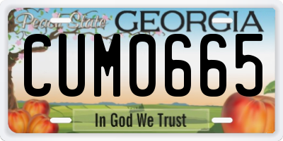 GA license plate CUM0665