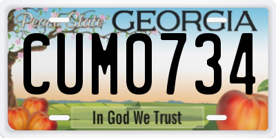 GA license plate CUM0734