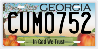 GA license plate CUM0752