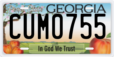 GA license plate CUM0755