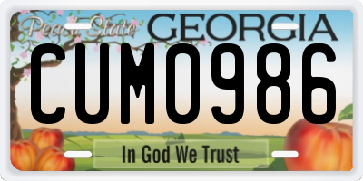 GA license plate CUM0986