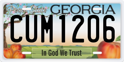 GA license plate CUM1206