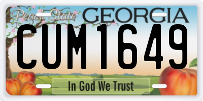 GA license plate CUM1649