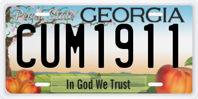 GA license plate CUM1911