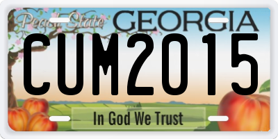 GA license plate CUM2015