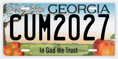 GA license plate CUM2027