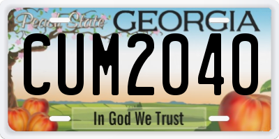 GA license plate CUM2040