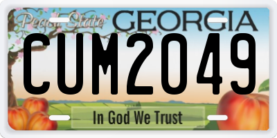 GA license plate CUM2049