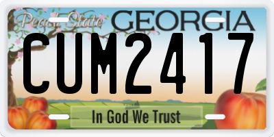 GA license plate CUM2417