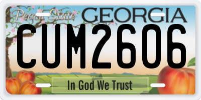 GA license plate CUM2606