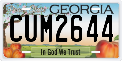 GA license plate CUM2644