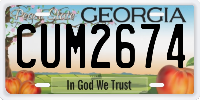 GA license plate CUM2674