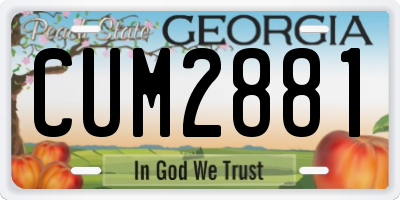 GA license plate CUM2881