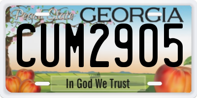 GA license plate CUM2905