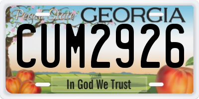 GA license plate CUM2926
