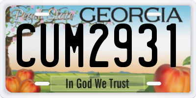 GA license plate CUM2931