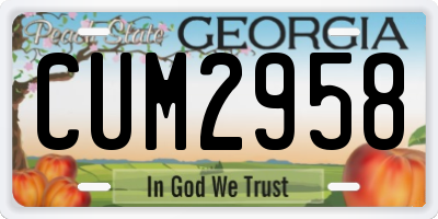 GA license plate CUM2958