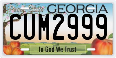 GA license plate CUM2999
