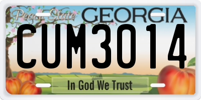 GA license plate CUM3014